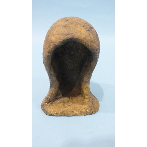 782 - A 20th century matt-glazed pottery sculpture of a child's head, 11.5cm high, impressed figural mark.