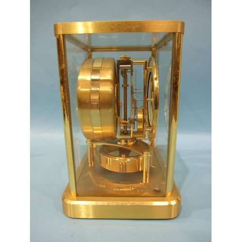 803 - A Jaeger LeCoultre Atmos clock no.622564, 22.5cm high, 20cm wide, marked Swiss 540, (appears to work... 