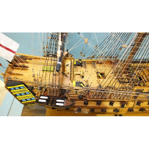 815 - A contemporary-built wood model of HMS Victory, well-constructed with full rigging and deck details,... 