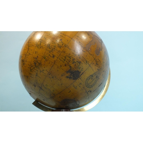 821 - A 19th century Newton's terrestrial table globe, the 5½'' sphere applied with twelve gores, printed ... 