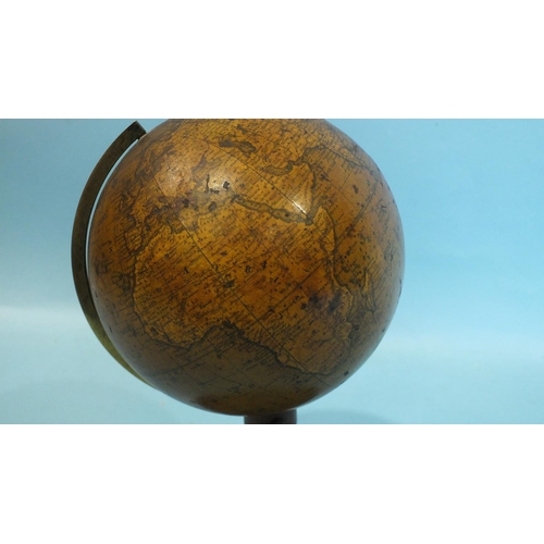 821 - A 19th century Newton's terrestrial table globe, the 5½'' sphere applied with twelve gores, printed ... 