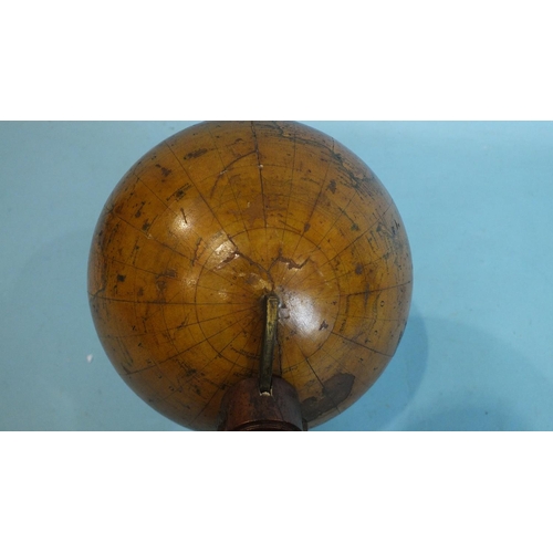 821 - A 19th century Newton's terrestrial table globe, the 5½'' sphere applied with twelve gores, printed ... 