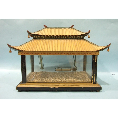 825 - An early-20th century Japanese terrarium of rectangular form with glazed sides, on wooden stepped ba... 