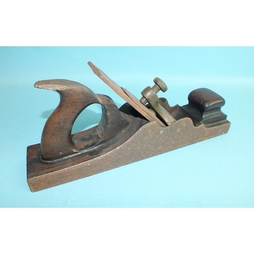 855 - A rosewood and iron block plane with bronze wedge stamped Slaters, Ayr, rosewood infills and Marples... 