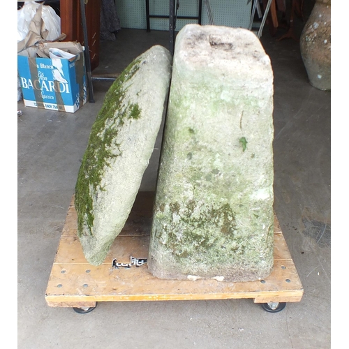 878 - A Cotswold stone staddle stone, the top 60cm diameter, total height 75cm.