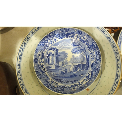 103 - A Spode Italian pattern blue and white decorated shallow dish, 16.5cm diameter, various modern orien... 