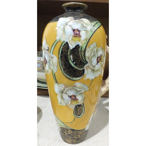 108 - A Shelley Maytime decorated ginger jar and cover, 17cm high, a Shelley jelly mould, 9.5cm high, 15cm... 