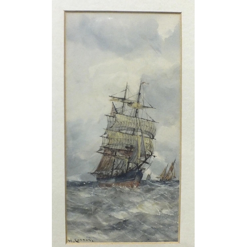 11 - William Cannon (Fl. 1860-1901) SAILING SHIPS IN FULL SAIL, signed watercolour, 29 x 14cm and a compa... 