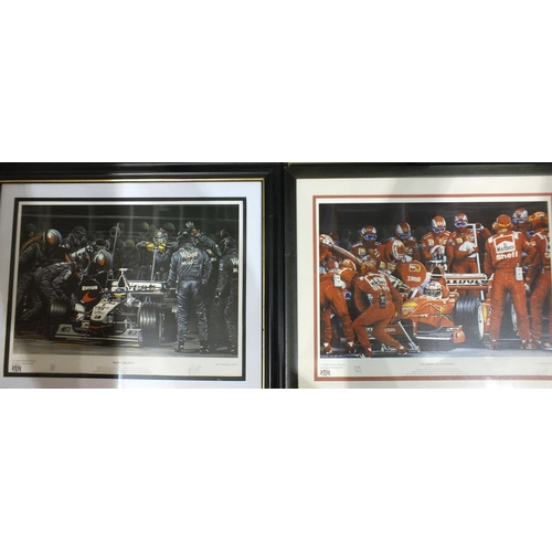 152 - After M J Thompson, three limited edition F1 prints, Masters of Strategy (395/500), Dark Angels (232... 