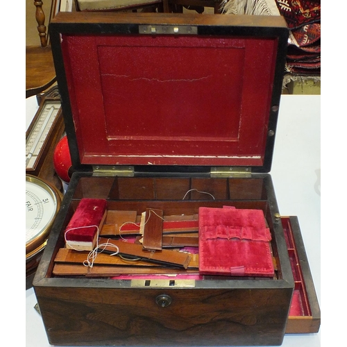 162 - A late Victorian rosewood workbox with secret side drawer, 30.5cm wide, 16.5cm high, 23cm deep, spli... 