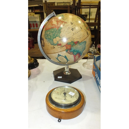 168 - A Short and Mason aneroid barometer on wooden mount, 18cm diameter, and a c1980 Scan-Globe Denmark, ... 