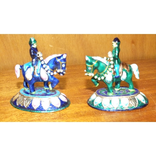 186 - A modern Indian white metal and enamelled chess set in fitted box (some enamel flaking).