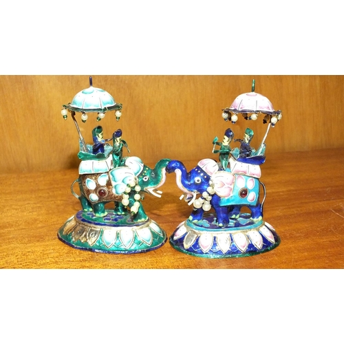 186 - A modern Indian white metal and enamelled chess set in fitted box (some enamel flaking).