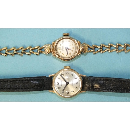 241 - A ladies Roamer wrist watch with 9ct gold case and bracelet, 11.9g total, and a ladies Avia 9ct gold... 