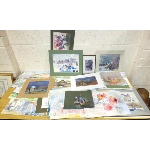 51 - Sheila Waddington, a collection of watercolours and oil paintings of seascapes and landscapes from t... 