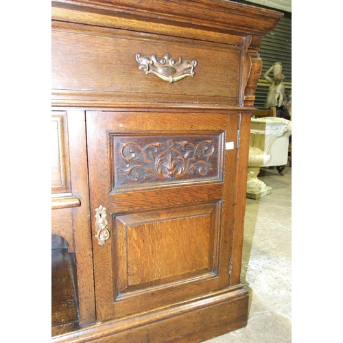 72 - A large late 19th/early20th century mirror-backed sideboard, the mirrored back with dentil cornice o... 