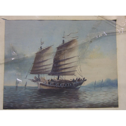 78 - 20th Century Chinese School A THREE-MASTED TRADING JUNK Unsigned gouache, 24 x 31cm and a companion,... 