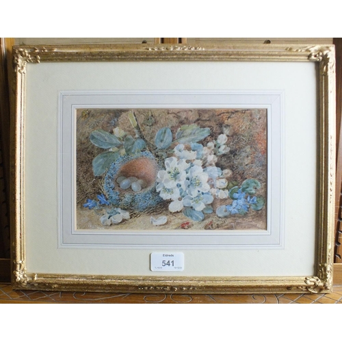 79 - Vincent Clare (1855-1930) STILL LIFE, EGGS IN A NEST AMONGST FLOWERS ON A BANK Signed watercolour, 1... 