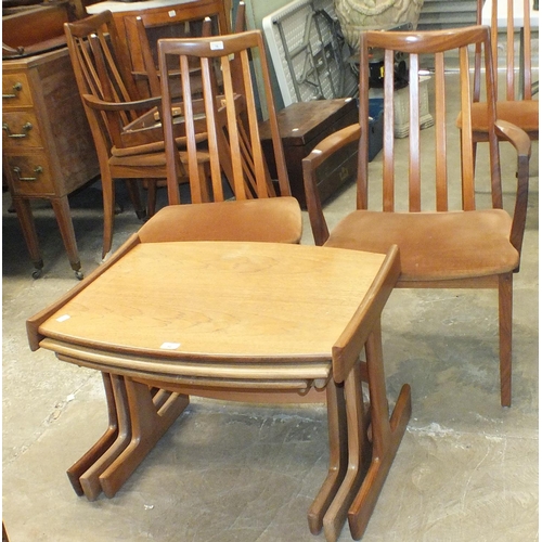 16 - A set of six G-Plan hardwood high-back dining chairs, including two carver chairs, with E Gomme labe... 