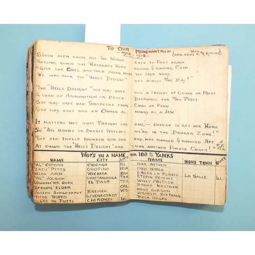 104 - A small hand-written book compiled by Cmdr L B Watts RNV, covering his WWI and later service, with d... 