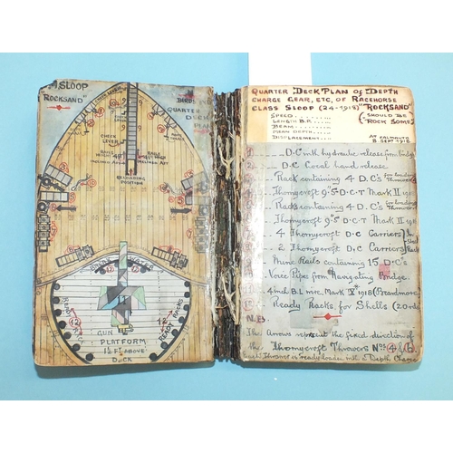 104 - A small hand-written book compiled by Cmdr L B Watts RNV, covering his WWI and later service, with d... 