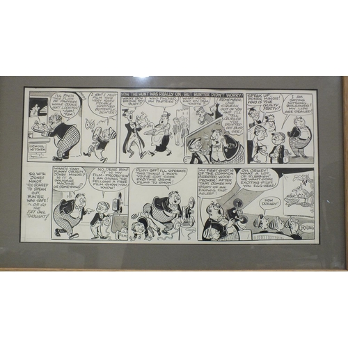 106 - Three groups of pen and ink comic strip artwork featuring Billy Bunter, possibly by Reg Parlett, one... 