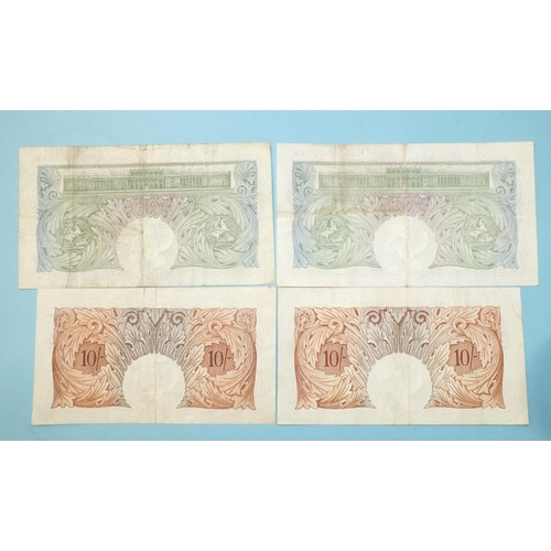 126 - A collection of four Bank of England Britannia Series bank notes: Mahon one-pound note A90 741216, (... 