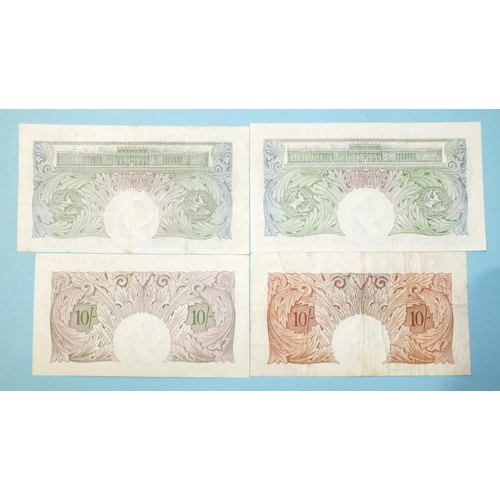 127 - A collection of four Bank of England Britannia Series bank notes: 2x Peppiatt one-pound notes K86A 7... 