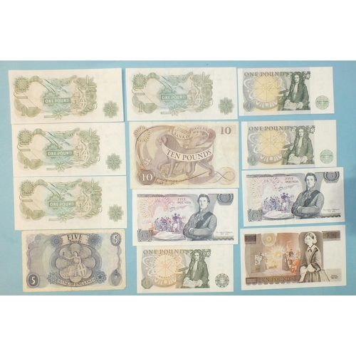 132 - A collection of twelve Bank of England bank notes: Page four Portrait Series C uncirculated one-poun... 