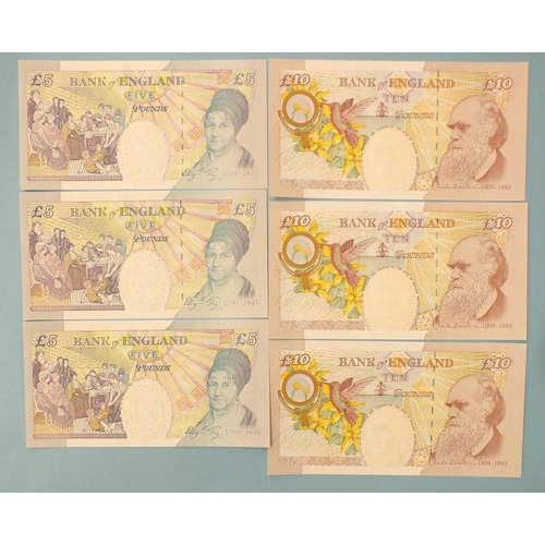 134 - A collection of three uncirculated consecutively-numbered Bank of England Bailey ten-pound notes, KA... 