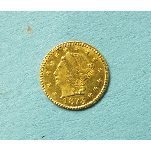 138 - USA, an 1873 gold quarter-dollar.