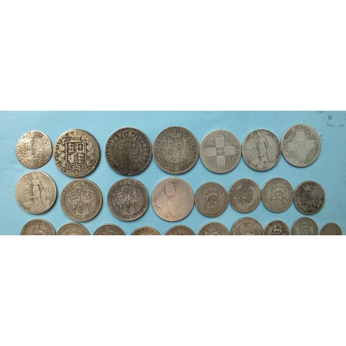 144 - An Elizabeth I hammered silver sixpence and a collection of pre-1919 silver coinage, (value £2 7s 9d... 