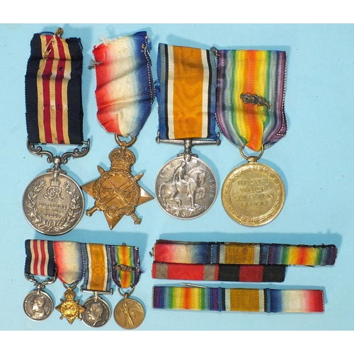 169 - A WWI Military Medal Group of four medals awarded to 218 Sergeant O S Penn MMGS, later promoted to C... 