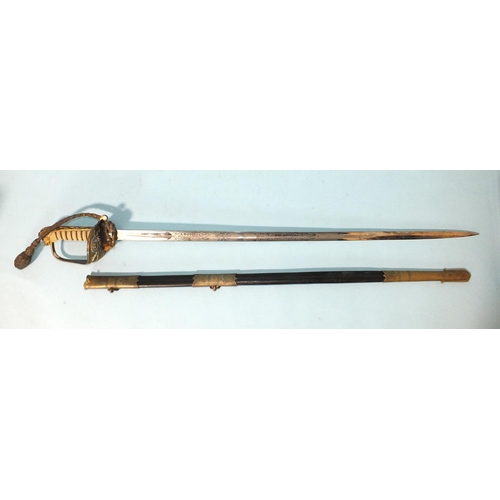 173 - The following lot belonged to Cmdr E A Harbord RN, an early-20th century naval officer's dress sword... 