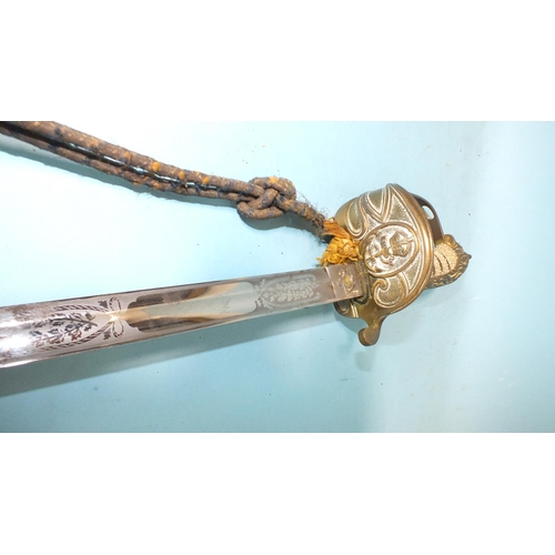 173 - The following lot belonged to Cmdr E A Harbord RN, an early-20th century naval officer's dress sword... 