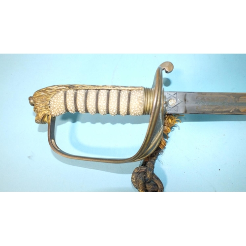 173 - The following lot belonged to Cmdr E A Harbord RN, an early-20th century naval officer's dress sword... 