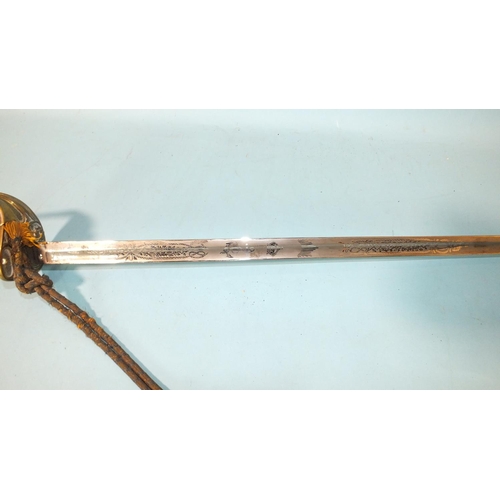 173 - The following lot belonged to Cmdr E A Harbord RN, an early-20th century naval officer's dress sword... 