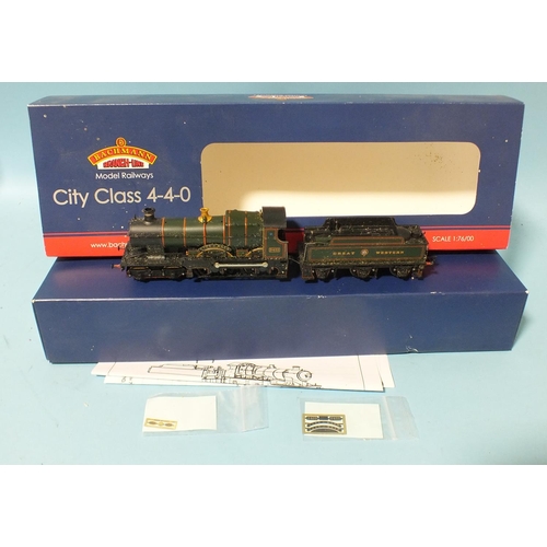 243 - Bachmann OO gauge, 31-726 City Class GWR 4-4-0 locomotive 