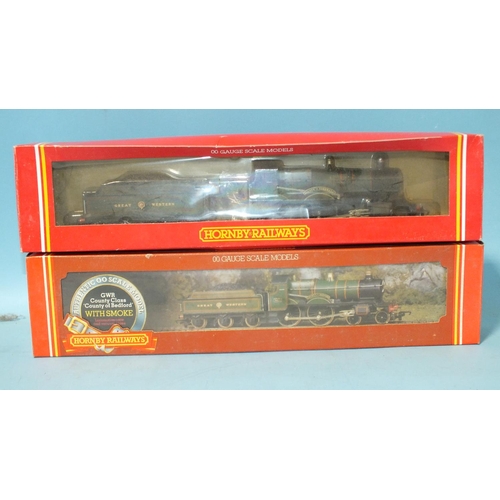 247 - Hornby OO gauge, two GWR 4-4-0 County Class locomotives: R392 