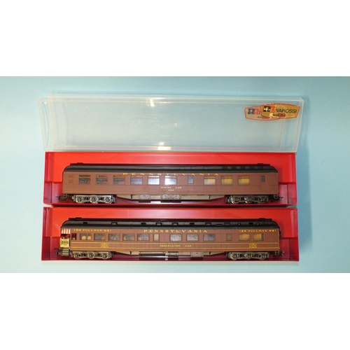 274 - Rivarossi HO gauge, Pennsylvania coaches: 2736 Dining Car and 2735 Observation car, both boxed, (2).... 