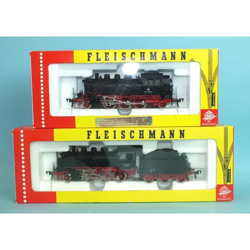 291 - Fleischmann HO gauge, 4140 DB 2-6-0 locomotive RN 24074 and 4064 DB 2-6-2 tank locomotive RN 064 389... 