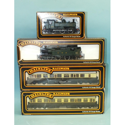 306 - Mainline OO gauge, two boxed GWR tank locomotives: 37038 Class 6600 0-6-2T and 37084 0-6-0T GRN pann... 