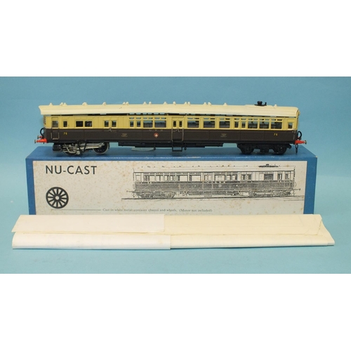 323 - Nu-cast OO gauge, NC254 GWR Steam Rail-motor kit, (completed), boxed with instructions.... 