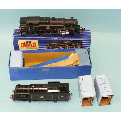 332 - Hornby Dublo, EDL18 3-rail BR 2-6-4 tank locomotive RN80054, boxed with packing and EDL17 3-rail BR ... 