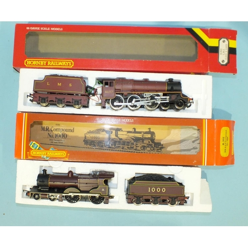 359 - Hornby OO gauge, R842 Class 5 LMS 4-6-0 locomotive RN4657, (a/f) and R355 MR 4-4-0 compound locomoti... 