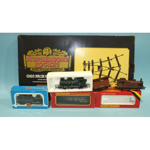 360 - Hornby OO gauge, R041 GWR 0-6-0 Pannier tank locomotive, R052 Class 3F Jinty 0-6-0 tank locomotive R... 