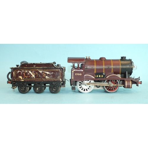 363 - Hornby O gauge, 20v No.1 Special LMS 0-4-0 locomotive, (with one replaced wheel), with pre-war dieca... 