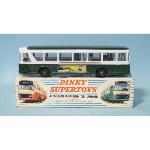 377 - French Dinky Supertoys, 889 Autobus Parisien ou Urban with Pepsi and Dunlop adverts to sides, pale g... 