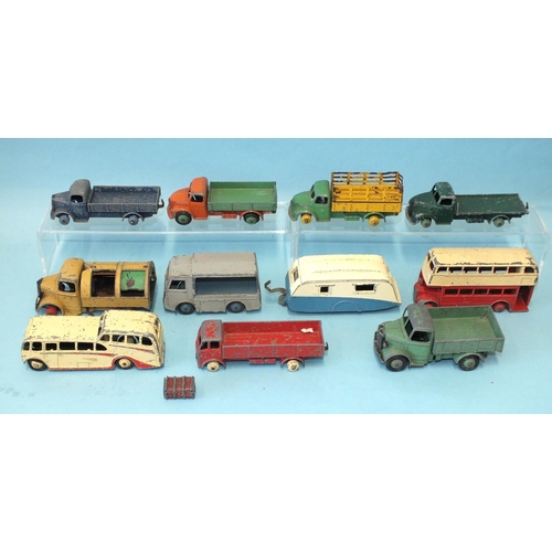 441 - Dinky Toys: 29F Observation Coach, 29C Leyland Bus, 25V Refuse Wagon, 30V Electric Van and other die... 