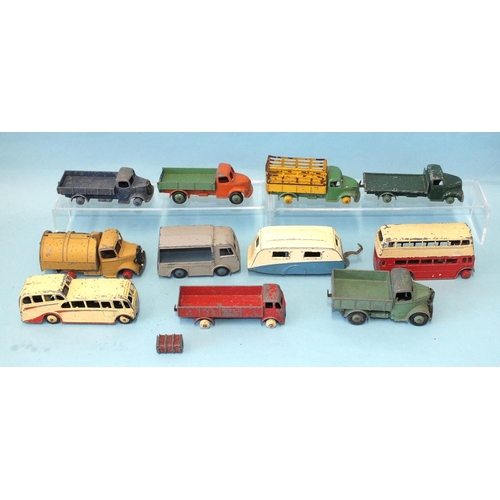 441 - Dinky Toys: 29F Observation Coach, 29C Leyland Bus, 25V Refuse Wagon, 30V Electric Van and other die... 